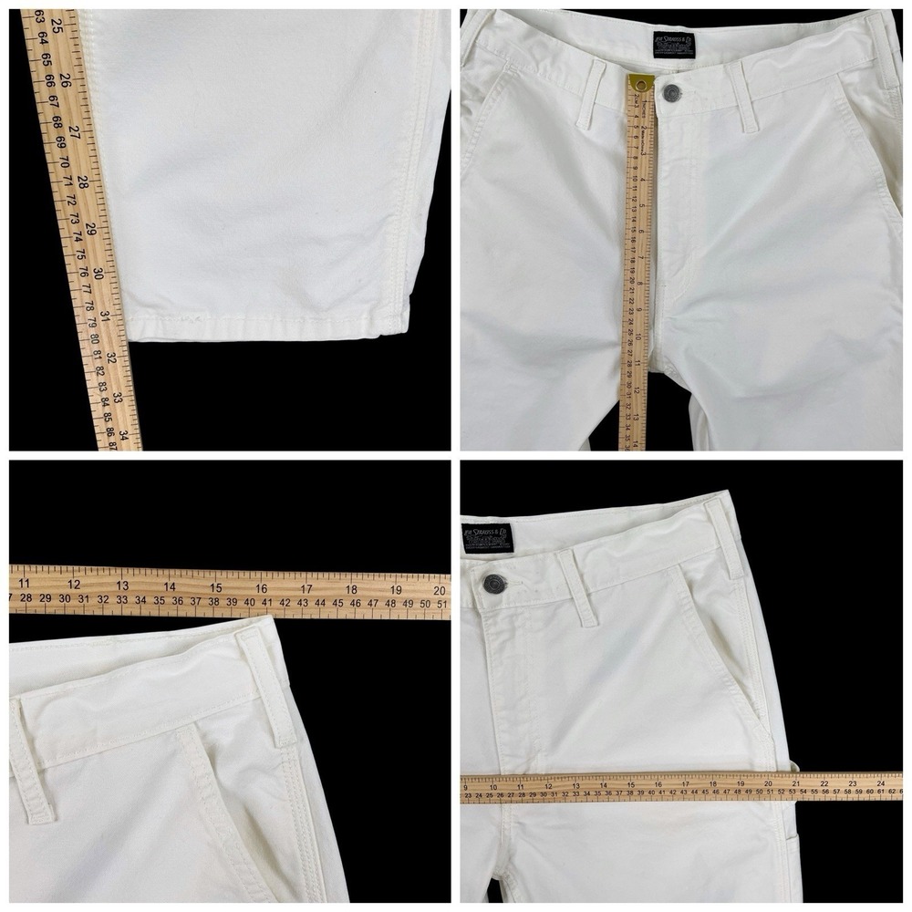 Levis‎ Pants Men 34x36 (ACTUAL 32x31.5) Ivory White Carpenter Twill Straight - Picture 14 of 15
